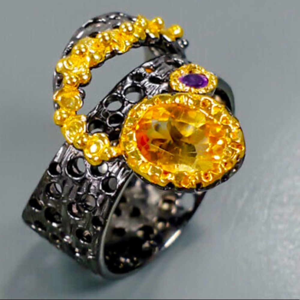 Minimalist Openwork Natural Citrine Ring